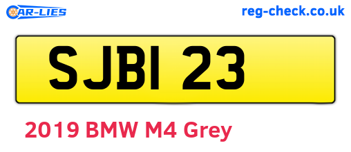 SJB123 are the vehicle registration plates.