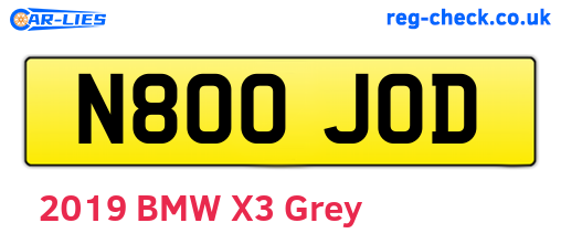 N800JOD are the vehicle registration plates.