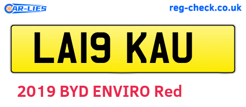LA19KAU are the vehicle registration plates.