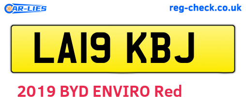 LA19KBJ are the vehicle registration plates.