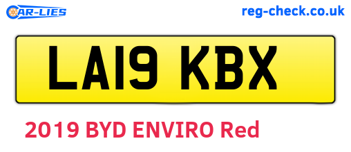 LA19KBX are the vehicle registration plates.