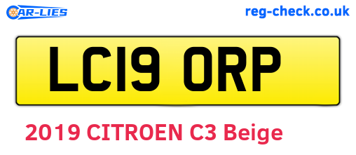 LC19ORP are the vehicle registration plates.