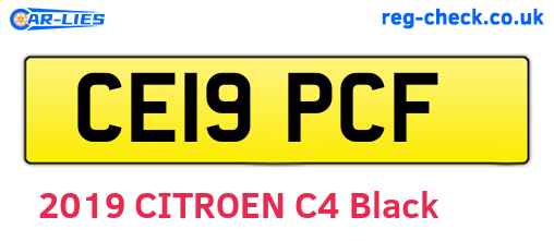 CE19PCF are the vehicle registration plates.