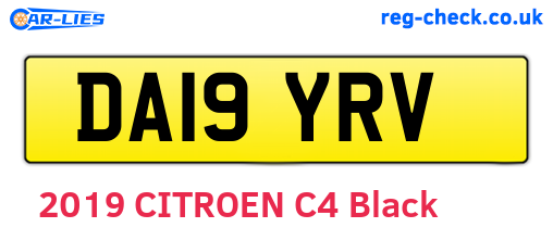 DA19YRV are the vehicle registration plates.
