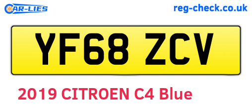 YF68ZCV are the vehicle registration plates.
