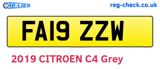 FA19ZZW are the vehicle registration plates.
