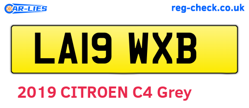 LA19WXB are the vehicle registration plates.