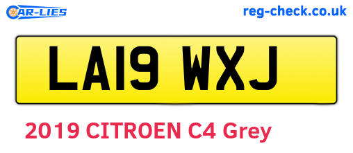 LA19WXJ are the vehicle registration plates.