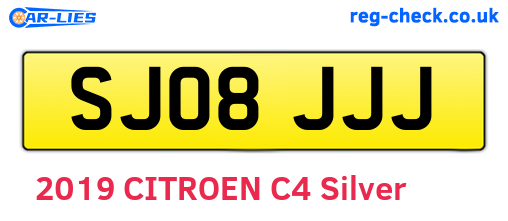 SJ08JJJ are the vehicle registration plates.