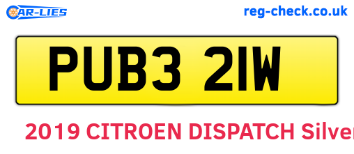 PUB321W are the vehicle registration plates.