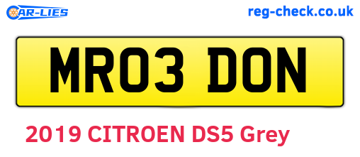 MR03DON are the vehicle registration plates.