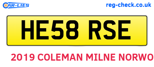 HE58RSE are the vehicle registration plates.