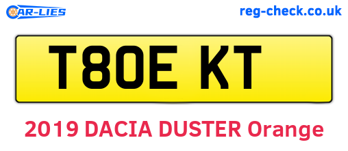 T80EKT are the vehicle registration plates.