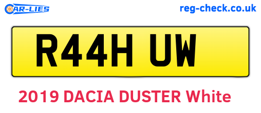 R44HUW are the vehicle registration plates.