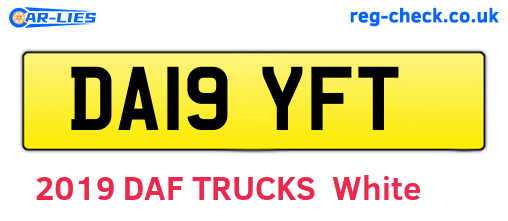 DA19YFT are the vehicle registration plates.