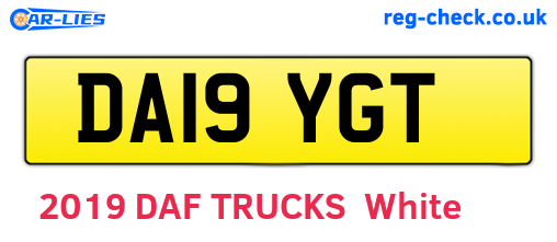 DA19YGT are the vehicle registration plates.