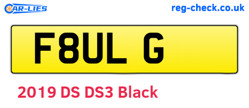 F8ULG are the vehicle registration plates.