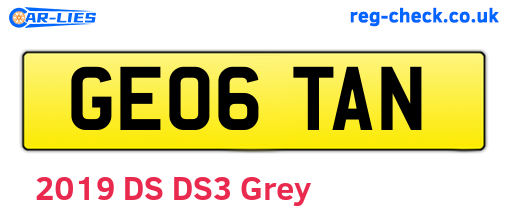 GE06TAN are the vehicle registration plates.