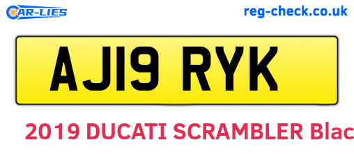AJ19RYK are the vehicle registration plates.