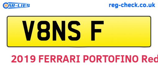 V8NSF are the vehicle registration plates.