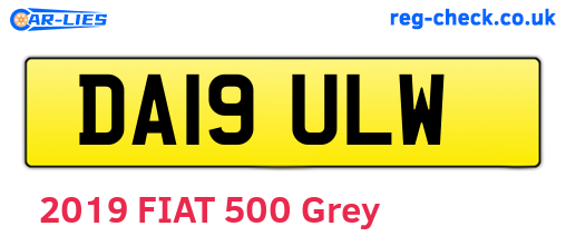 DA19ULW are the vehicle registration plates.