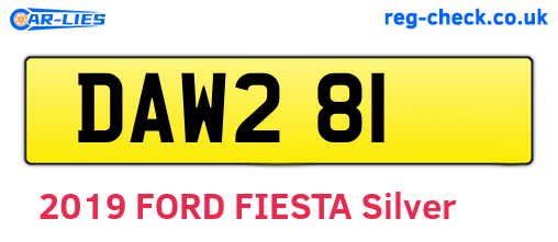 DAW281 are the vehicle registration plates.