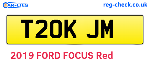 T20KJM are the vehicle registration plates.