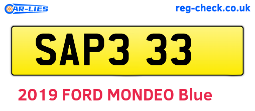 SAP333 are the vehicle registration plates.