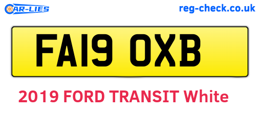 FA19OXB are the vehicle registration plates.
