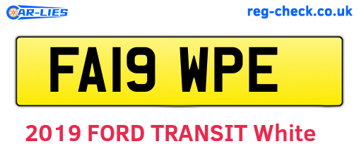 FA19WPE are the vehicle registration plates.