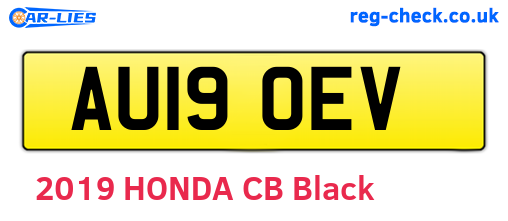 AU19OEV are the vehicle registration plates.