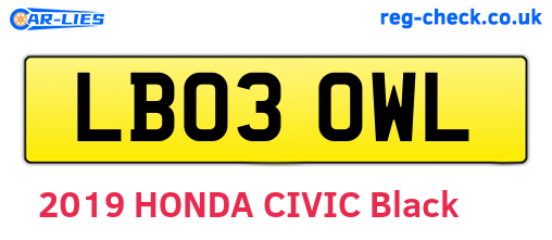 LB03OWL are the vehicle registration plates.