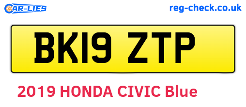 BK19ZTP are the vehicle registration plates.