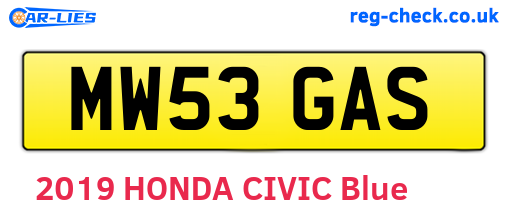 MW53GAS are the vehicle registration plates.