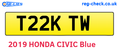 T22KTW are the vehicle registration plates.