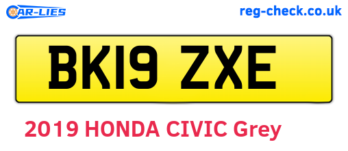 BK19ZXE are the vehicle registration plates.