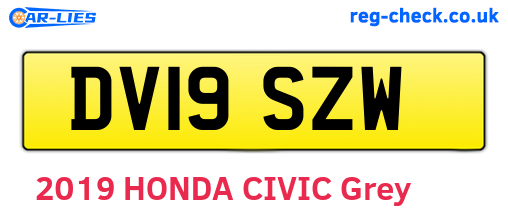 DV19SZW are the vehicle registration plates.