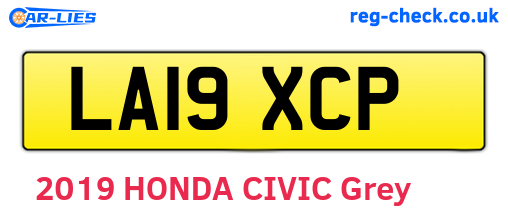 LA19XCP are the vehicle registration plates.