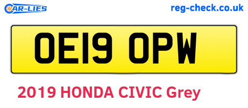 OE19OPW are the vehicle registration plates.