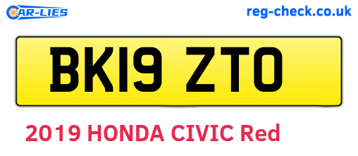 BK19ZTO are the vehicle registration plates.