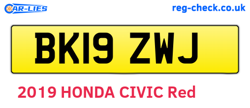 BK19ZWJ are the vehicle registration plates.