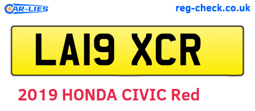 LA19XCR are the vehicle registration plates.