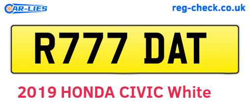 R777DAT are the vehicle registration plates.