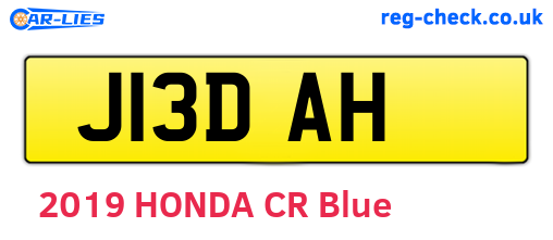 J13DAH are the vehicle registration plates.
