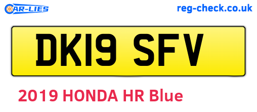 DK19SFV are the vehicle registration plates.
