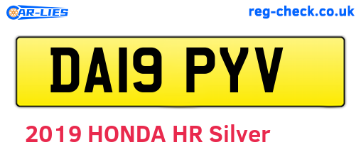 DA19PYV are the vehicle registration plates.