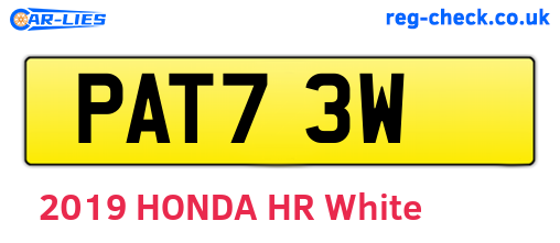 PAT73W are the vehicle registration plates.