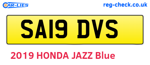 SA19DVS are the vehicle registration plates.