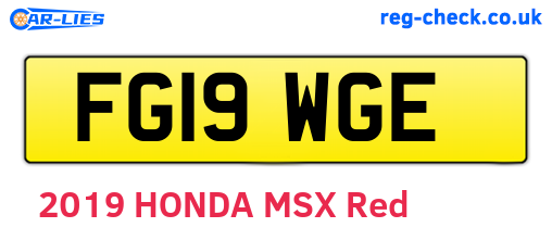 FG19WGE are the vehicle registration plates.