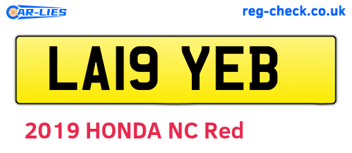 LA19YEB are the vehicle registration plates.